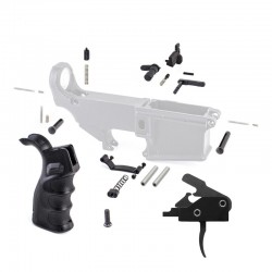 AR-15 Lower Parts Kit with Drop-In Trigger, Hybrid Grip, Polymer Trigger Guard